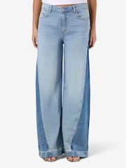 NOISY MAY Blue Wide Leg Panel Jeans - Image 1 of 5