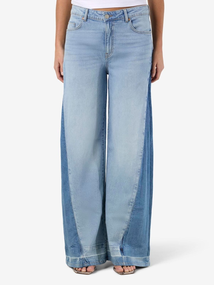 NOISY MAY Blue Wide Leg Panel Jeans - Image 1 of 5 NOISY MAY Blue Wide Leg Panel Jeans - Image 1 of 5
