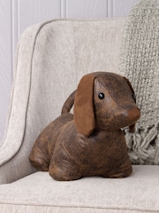 Paoletti Brown Dexter Faux Leather Dog Novelty Doorstop - Image 1 of 5