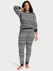 Victoria's Secret Black Fair Isle Thermal Long Pyjama Set - Image 1 of 1