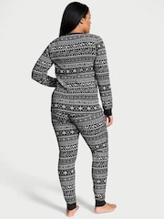 Victoria's Secret Black Fair Isle Thermal Long Pyjama Set - Image 2 of 4