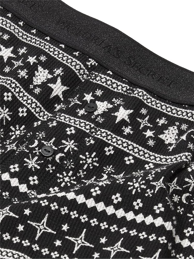 Victoria's Secret Black Fair Isle Thermal Long Pyjama Set - Image 4 of 4