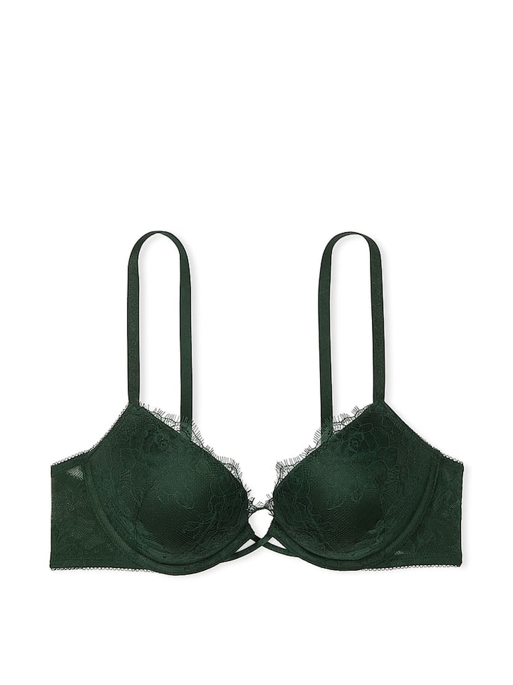 Victoria's Secret Botanical Green Bombshell Add 2 Cups Push Up Rose Lace Bra - Image 3 of 3