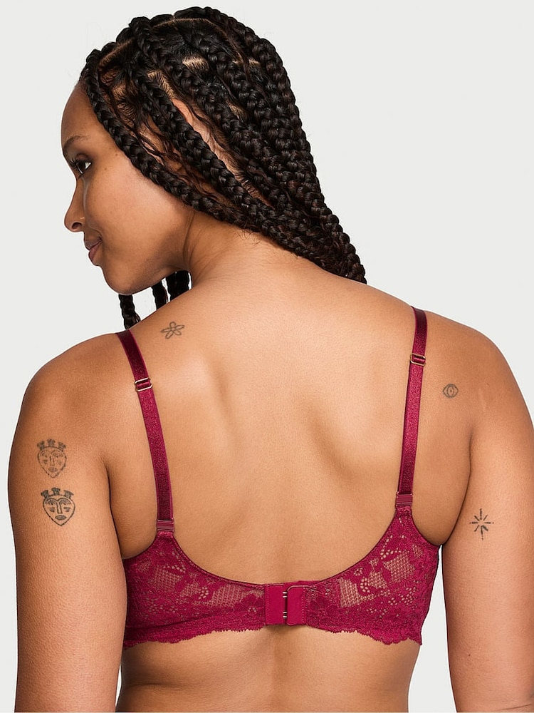 Victoria's Secret Campari Red Half Pad Plunge Lace Bra - Image 2 of 3