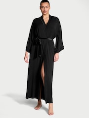 Victoria's Secret Black Modal Soft Velvet Trim Maxi Robe - Image 1 of 3