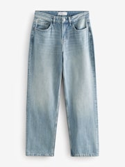 Mid Blue Hourglass Baggy 100% Cotton Wide Leg Jeans - Image 11 of 13