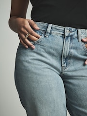 Mid Blue Hourglass Baggy 100% Cotton Wide Leg Jeans - Image 9 of 13