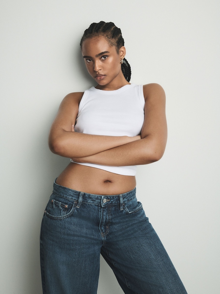 Dark Blue 100% Cotton Hourglass Superwide Jeans - Image 2 of 7