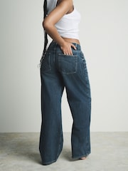 Dark Blue 100% Cotton Hourglass Superwide Jeans - Image 4 of 7