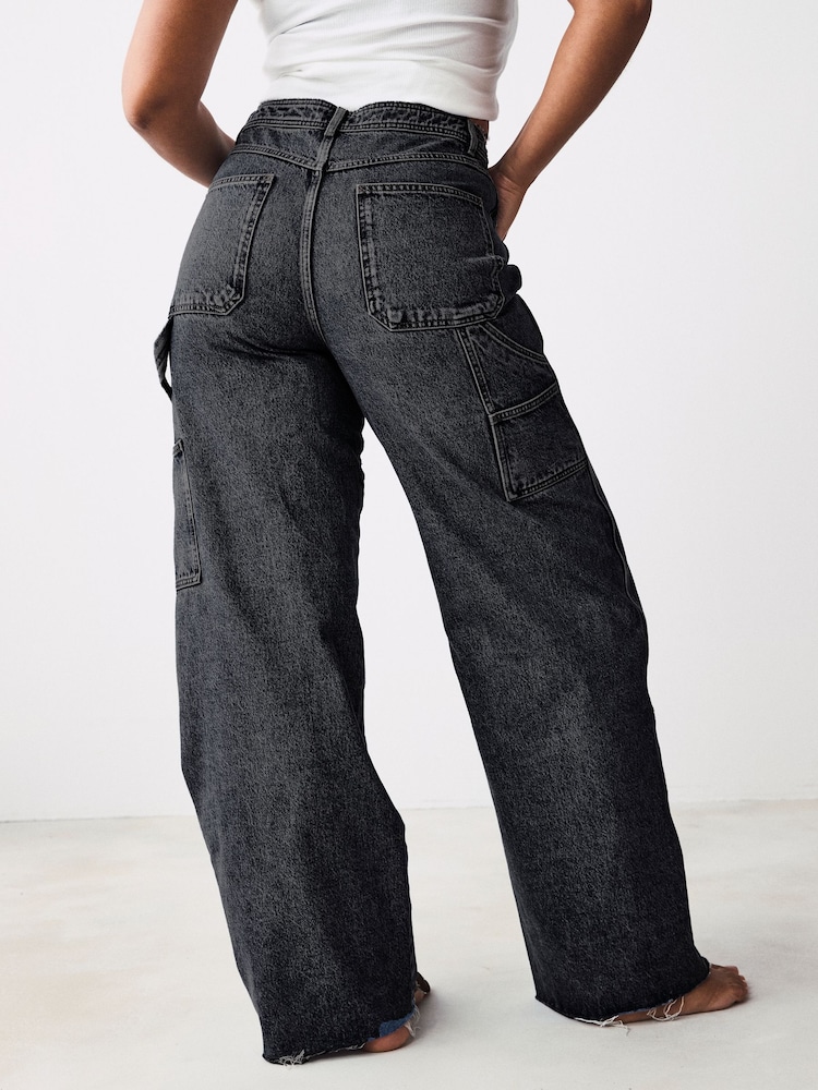 Black Hourglass Carpenter Wide Leg 100% Cotton Jeans - Image 2 of 9 Black Hourglass Carpenter Wide Leg 100% Cotton Jeans - Image 2 of 9