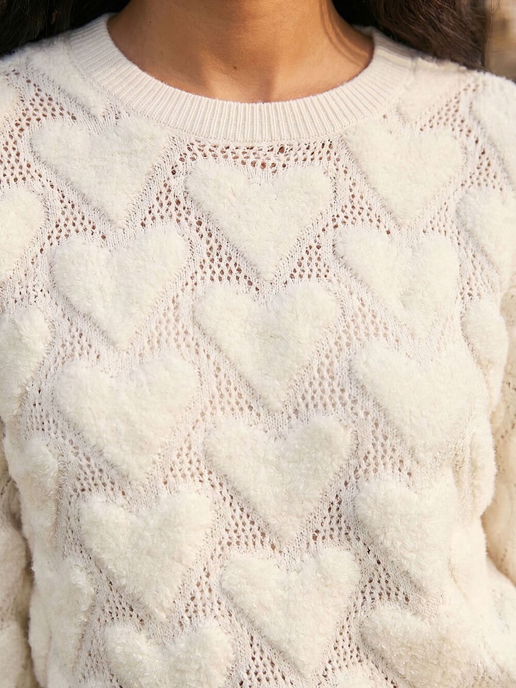 Roman White Heart Detail Knit Blouse - Image 4 of 4