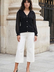 Roman Black Woven Sleeve Knit Blouse - Image 3 of 4