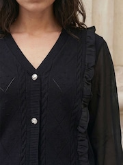 Roman Black Woven Sleeve Knit Blouse - Image 4 of 4