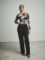 Black Hourglass Baggy 100% Cotton Wide Leg Jeans - Image 1 of 6