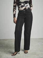 Black Hourglass Baggy 100% Cotton Wide Leg Jeans - Image 2 of 6