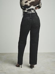 Black Hourglass Baggy 100% Cotton Wide Leg Jeans - Image 4 of 6