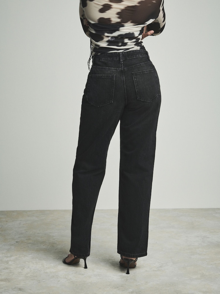 Black Hourglass Baggy 100% Cotton Wide Leg Jeans - Image 4 of 6