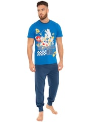 Character Blue Sonic The Hedgehog 100% Cotton Pyjamas Set - Image 1 of 5