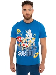 Character Blue Sonic The Hedgehog 100% Cotton Pyjamas Set - Image 3 of 5