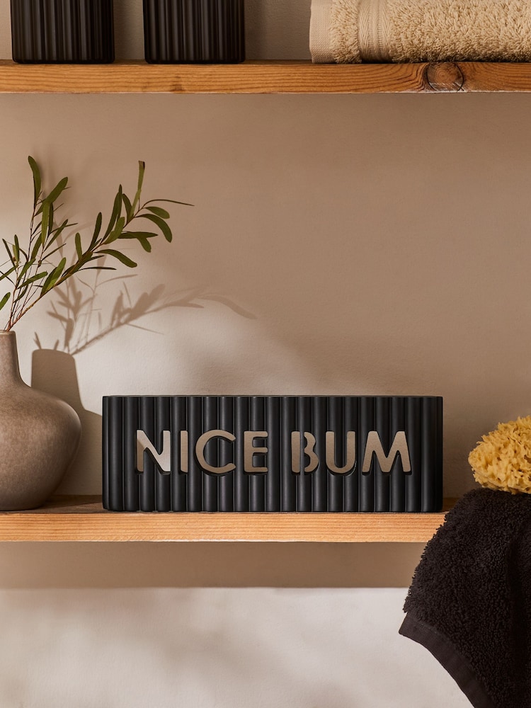 Black Nice Bum Rib Word Block Ornament - Image 1 of 5