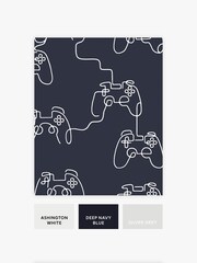 Navy Gamer Doodle A4 Wallpaper Sample - Image 3 of 3