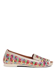 Pavers Gold multi Leather Cut Out Detail Pumps - Image 1 of 5