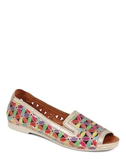 Pavers Gold multi Leather Cut Out Detail Pumps - Image 2 of 5