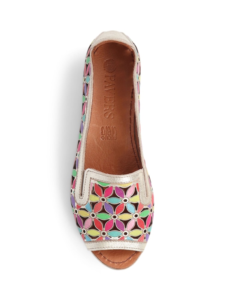 Pavers Gold multi Leather Cut Out Detail Pumps - Image 4 of 5