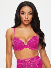 Ann Summers Purple Icon Embroidered Padded Plunge Bra - Image 1 of 5