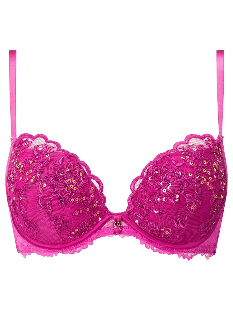 Ann Summers Purple Icon Embroidered Padded Plunge Bra - Image 5 of 5