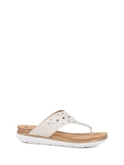 Pavers Beige Embellished Toe-Post Sandals - Image 1 of 5