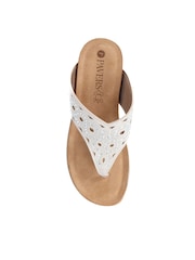 Pavers Beige Embellished Toe-Post Sandals - Image 4 of 5