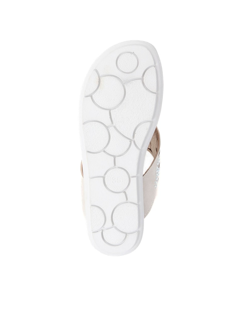 Pavers Beige Embellished Toe-Post Sandals - Image 5 of 5