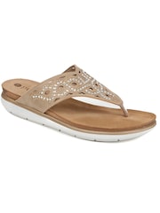 Pavers Natural Embellished Toe-Post Sandals - Image 2 of 5