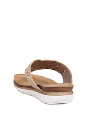 Pavers Natural Embellished Toe-Post Sandals - Image 4 of 5