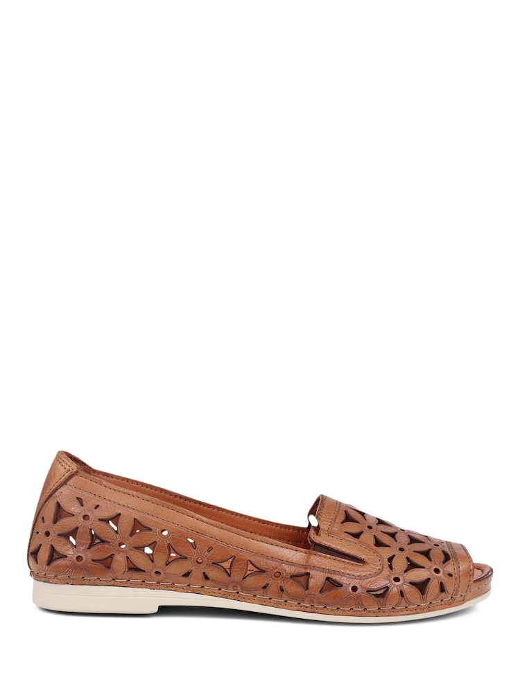 Pavers Tan Leather Cut Out Detail Pumps - Image 1 of 5
