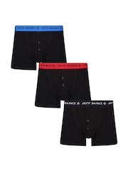 Jeff Banks Black Classic Button Fly Boxers With Pop Colour Waistband - Image 1 of 2
