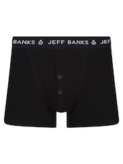 Jeff Banks Black Classic Button Fly Boxers With Pop Colour Waistband - Image 2 of 2
