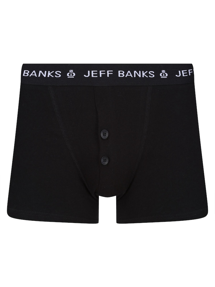 Jeff Banks Black Classic Button Fly Boxers With Pop Colour Waistband - Image 2 of 2