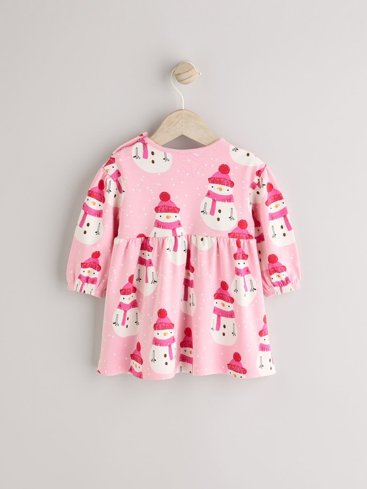 Rosa Schneemann - Christmas Baby Jersey 100% Cotton Dress With Tights Set (0mths-2yrs) - Bild 2 von 7 Rosa Schneemann - Christmas Baby Jersey 100% Cotton Dress With Tights Set (0mths-2yrs) - Bild 2 von 7