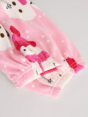 Pink Snowman Christmas Baby Jersey 100% Cotton Dress With Tights Set (0mths-2yrs) - Image 6 of 7