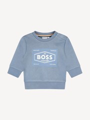 BOSS Blue Vintage Logo Baby Crew Neck Sweatshirt - Image 1 of 2