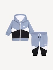 BOSS Blue Colourblock Baby Zip-Up Hoodie and Joggers Set - Image 1 of 6
