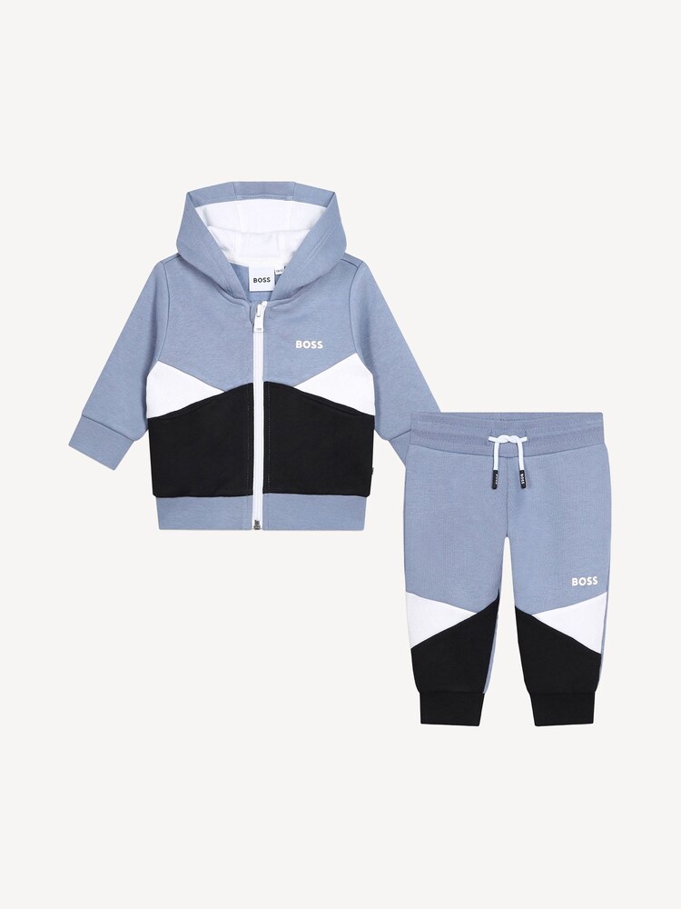 BOSS Blue Colourblock Baby Zip-Up Hoodie and Joggers Set - Image 1 of 6