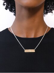 Lauren Ralph Lauren Gold Tone Linden Logo Bar Pendant - Image 1 of 3