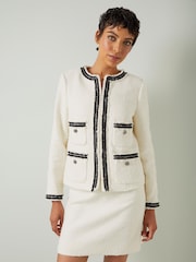 LK Bennett Cream Charlie Cotton Mix Jacket - Image 2 of 5