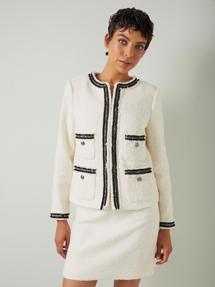 LK Bennett Cream Charlie Cotton Mix Jacket - Image 2 of 5