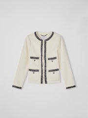 LK Bennett Cream Charlie Cotton Mix Jacket - Image 4 of 5