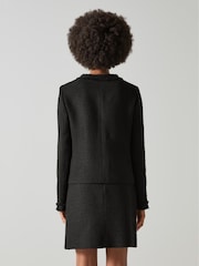 LK Bennett Black Cotton Blend Tweed Charlie Jacket - Image 2 of 4