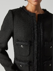 LK Bennett Black Cotton Blend Tweed Charlie Jacket - Image 3 of 4